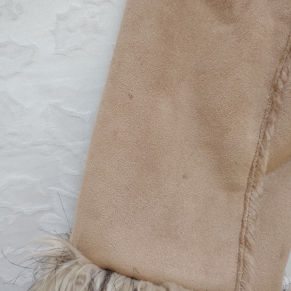Penny Lane long coat faux fur trim faux shearling Faux Suede Hooded Vintage - Picture 11 of 13